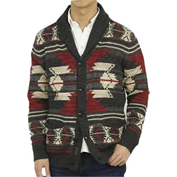 Polo by Ralph Lauren Shawl Collar Cardigan Native Navajo Print - Picture 4 of 9
